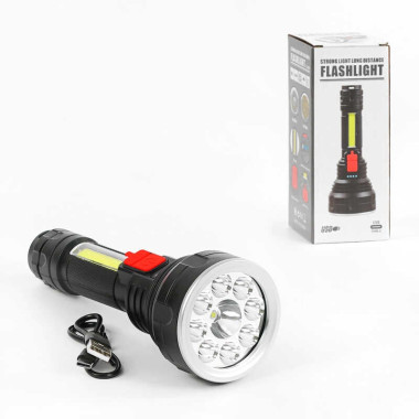 Фонарь светодиодный C 56762 (144) аккумуляторный, 4 режима работы, индикатор заряда, USB-кабель, в коробке
