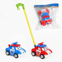Каталка 198-20 (72/2) "Машинка" 2 цвета, на палки, с пискавкой, в пакете