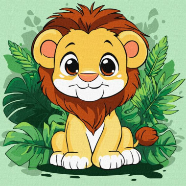 Картина по номерам для детей "Веселый львенок" 30х30см