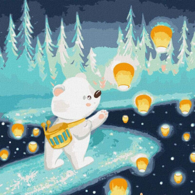 Картина по номерам Небесные фонарики 40х40см