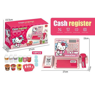 Кассовый аппарат QY 0087-12 (54/2) 18 предметов, муляж денег, звук, подсветка, банковская карта, корзина, в коробке