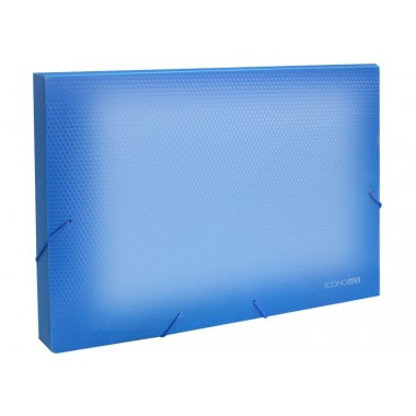 Папка-бокс пластиковая А4 на резинках Economix, 20 мм, фактура "бриллиант", прозрачно-синяя