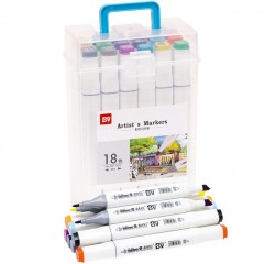 Набір скетч-маркерів 18 кольорів 820-18 в пластиковому боксі