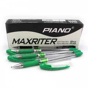 Ручка масляная Piano Maxriter 0,6 мм, зеленая, с гриппом PT-335