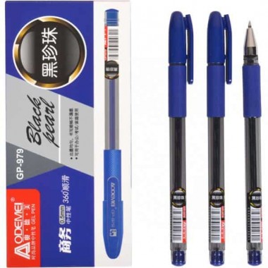 Ручка гелева 979 "Black pearl" синя