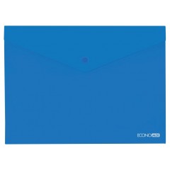 Папка-конверт В5 прозрачная на кнопке Economix, 180 мкм, фактура "глянец", синяя E31302-02