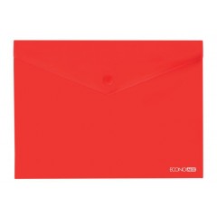 Папка-конверт А5 прозрачная на кнопке Economix, 180 мкм, фактура "глянец", красная