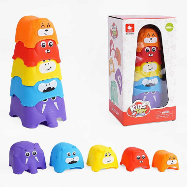 Пирамидка 666-01 (36/2) Животные, 5 элементов, в коробке