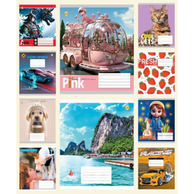 Зошит 12 арк.клітинка Тверда ТЕ41105 Мікс 1, 25/600, 10к.