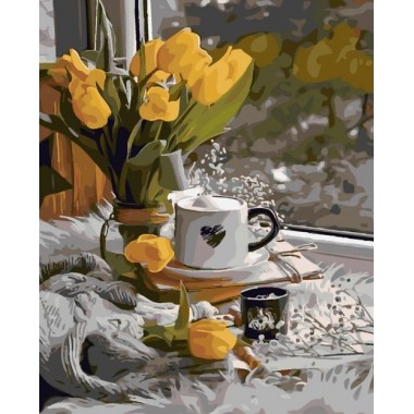 Набір для розпису по номерах SY6273 Жовті тюльпани, розміром 40х50 см
