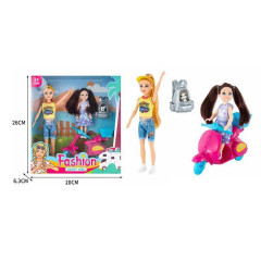 Лялька ST 5612-11 (72/2) 2 ляльки, скутер, рюкзак із собакою, висота 23 см, в коробці