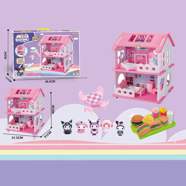 Домик с героями YQ 561 (24) размеры домика: 31,5х31х40 см, 2 этажа, мебель, 5 фигурок героев, муляжи продуктов, в коробке