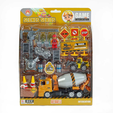 Набор спецтехники 3389-6 A (48/2), инерционный механизм, 2 машинки, фигурка героя, инструменты, на листе