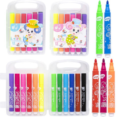 Фломастер 12 кольорів 229-12 "Water color pen" у пластиковому боксі