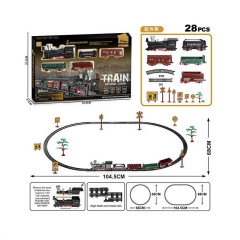 Железная дорога 9299-86(48)28 элементов, 5 вагонов длиной 54 см, дорога 104х68 см, подсветка, звук-беззвучный режим, движение вперед, на батарейках, в коробке<b>[перемещение - 2 - sklad17]</b>