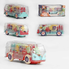 Автобус KL 1509 (72/2) 2 вида, подвижные шестерни, колесо свободного хода, свет, звук, на батарейках, в коробке