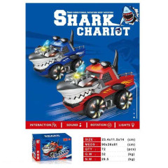Машинка ZR 171 (72/2) "Акула", 2 цвета, свет, звук, колесо свободного хода, подвижные элементы, в коробке