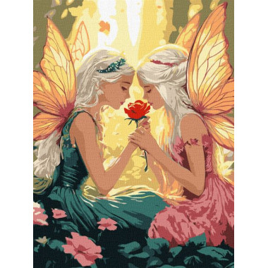 Картина по номерам "Феи среди цветов" 30х40см