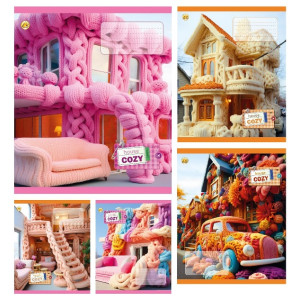 Тетрадь в линию 24 листа, цветная обложка, дизайн: House cozy Тетрадь ТА52307