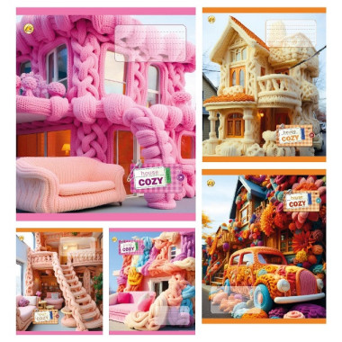 Тетрадь в линию 24 листа, цветная обложка, дизайн: House cozy Тетрадь ТА52307