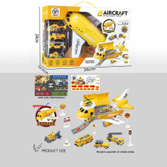 Самолет-парковка 8827 A (36) ЖЕЛТЫЙ, музыкальный чип, мелодии, наклейки, в коробке