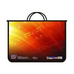 Портфель пластиковый А4 на молнии на два отделения "Ноты", черный, Украина