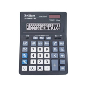 Калькулятор 16-ти разрядный, 15,5х20,3х3,6 см. CDB1601-BK Brilliant
