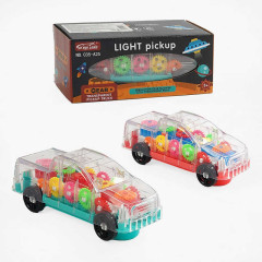 Машинка 035 A25 (120/2) 2 цвета, шестеренки, прозрачный корпус, колесо свободного хода, свет, звук, в коробке.