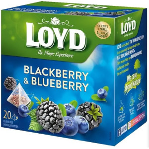 Чай фруктовый LOYD BLACKBERRY & BLUEBERRY ежевика-черника, 40г (20 пирамидок), 10шт/ящ 3103576
