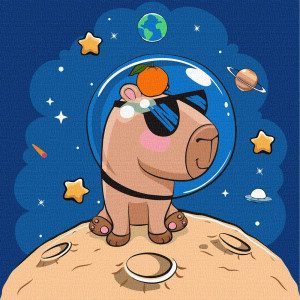 Картина по номерам для детей "Капибара в космосе" 30x30см