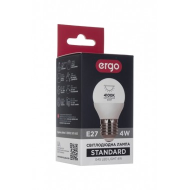 Lamp ERGO Standard G45 E27 4W 220V Нейт.Бел. 4100K Мат. н/Дім.