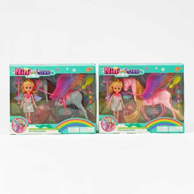 Ляльковий набір 55820 (48/2) 2 види, лялька, пегас, аксесуари, в коробці