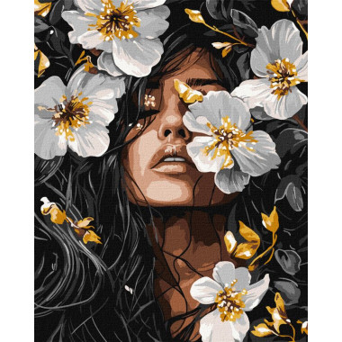 Картина за номерами  "Пелюсткова музика з фарбами металік extra" 40х50cm