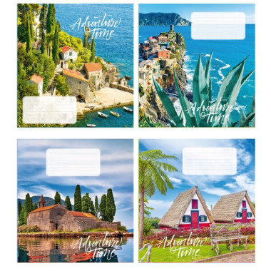 Тетрадь ученическая общая полноцветная 96 л., клетка. Яркие города