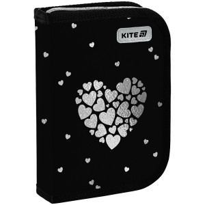 Пенал Kite 1 от., 2 отв., без наполнения 622 Black&Silver