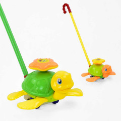 Каталка 0361 (72/2) "Ракушка" на палочке двигает ножками, с погремушкой, 2 цвета, в пакете