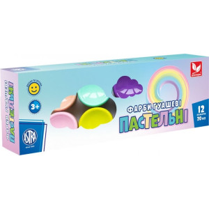Краски гуашевые пастельные цвета Школьник 12 цветов по 20мл