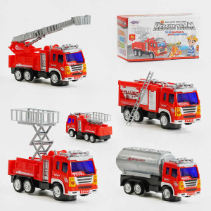 Спецтехніка 777-86 (120/2) 4 види, пожежна техніка, звук, підсвічування, колесо вільного ходу, в коробці