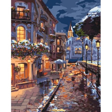 Картина за номерами Ідейка Міський пейзаж Зимова містечко 40 * 50 см пензлі фарби в комплекті