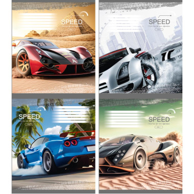 Тетрадь ученическая полноцветная общая 48 л., клетка. "Скорость"