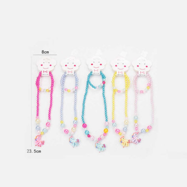 Набор украшений F 2-20 (1200/2) 5 видов, бусы, браслет, украшение-единорог, в пакете, ВЫДАЕТСЯ ТОЛЬКО МИКС ВИДОВ