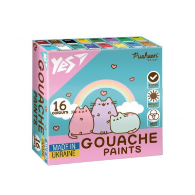 Фарби гуашеві, 16 кольорів по 20 мл Pusheen 230403 Yes