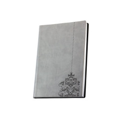 Ділова блокнот А5, тиснення Орнамент кутовий, тверда, кремовий нелинованный блок, сіра