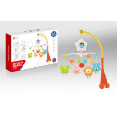 Карусель HE 0308 (24/2) мелодии, световая проекция, фигурки животных, погремушка, в коробке