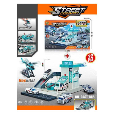 Трек MH 175 (48/2) 22 элемента, наклейки, машинка, вертолет, в коробке