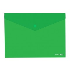 Папка-конверт А5 прозрачная на кнопке Economix, 180 мкм, фактура "глянец", зеленая E31316-04