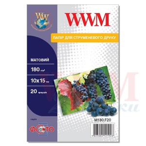 Фотобумага WWM матовая  180г / м кв, 10см x 15см, 20л (M180.F20)