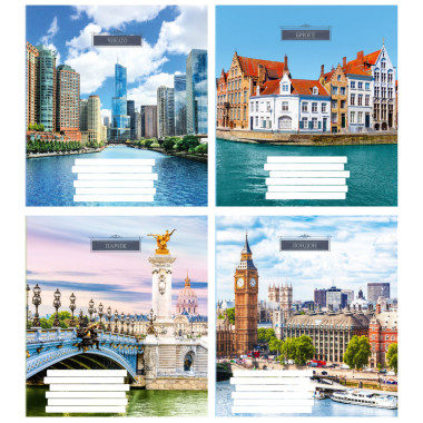 Тетрадь ученическая полноцветная общая 48 л., клетка. "Город на воде"