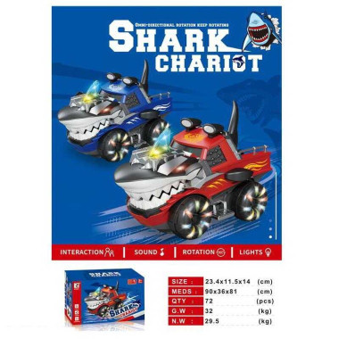 Машинка ZR 171 (72/2) "Акула", 2 цвета, свет, звук, колесо свободного хода, подвижные элементы, в коробке
