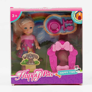 Лялька 787 C (240/2) висота 12 см, домашній улюбленець, будка, в коробці